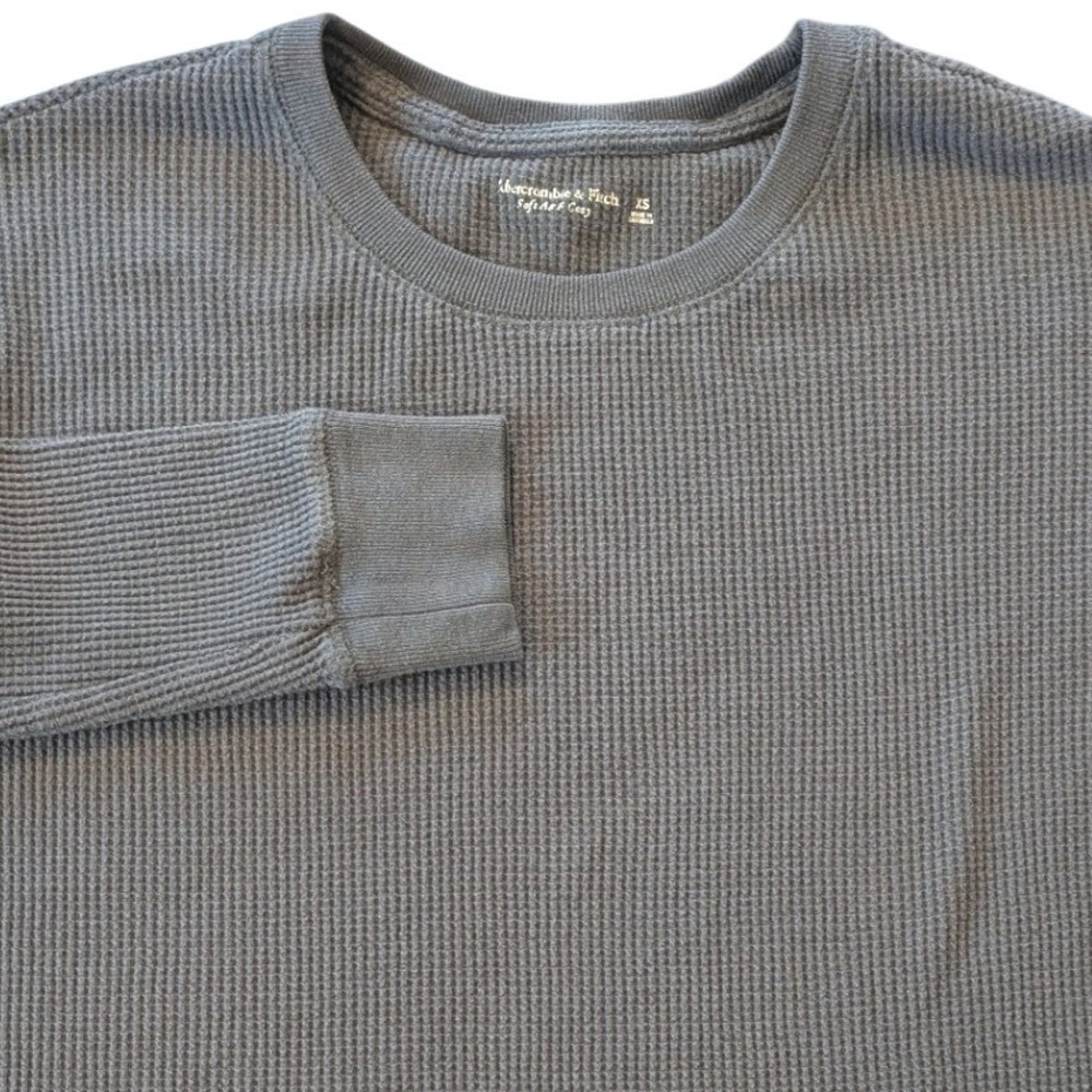 Abercrombie & Fitch Gray Waffle Knit Thermal Long Sleeve Top XS Soft A&F Cozy